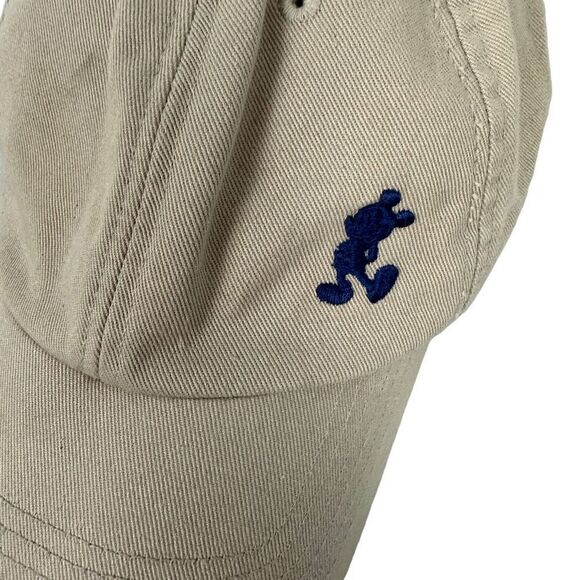 Disney Parks Embroidered Navy Icon Mickey Mouse Hat Cap Khaki Adjustable - Picture 2 of 6